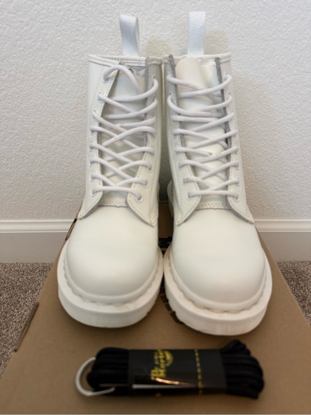 Dr. Martens White Mono Lug Sole Boots